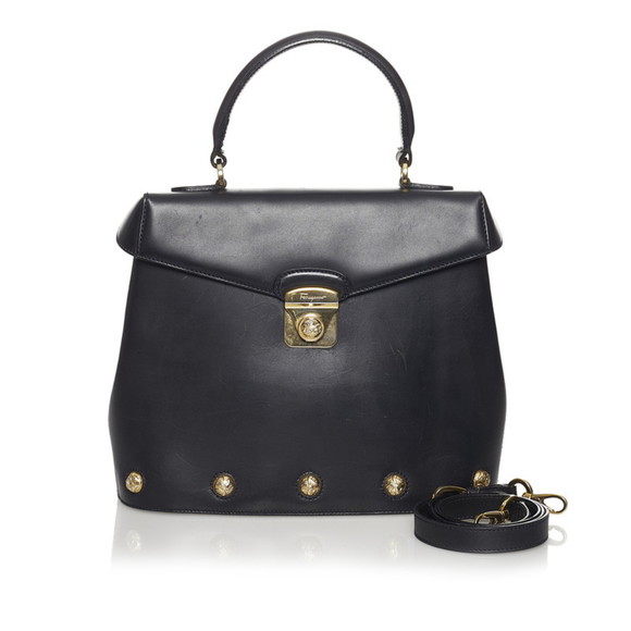 Salvatore Ferragamo Handbags - SALVATORE FERRAGAMO Handbag Shoulder Bag AN 21 5209 Black Leather Ladies